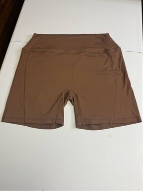 SET Active Brown High-Rise Bike Shorts Size XL SportBody line Athletic spandex